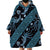 Indonesia Batik Pattern Wearable Blanket Hoodie Blue Version - Wonder Print Shop