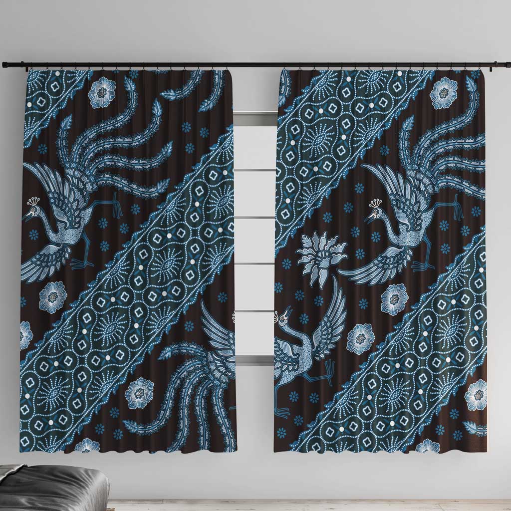 Indonesia Batik Pattern Window Curtain Blue Version - Wonder Print Shop