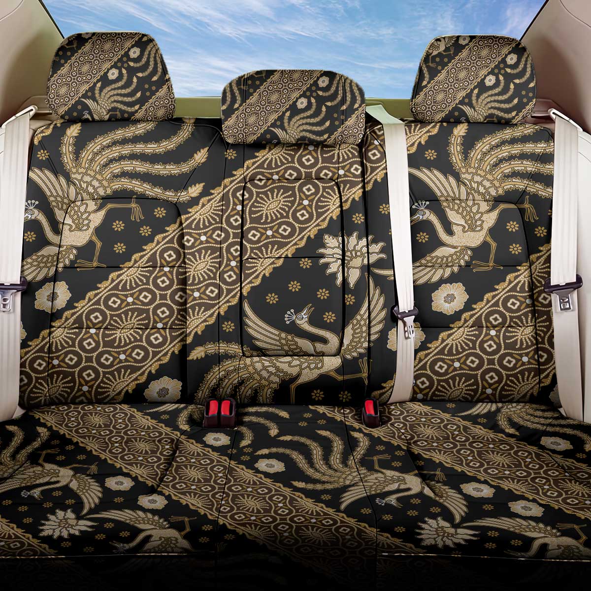 Indonesia Batik Pattern Back Car Seat Cover Gold Version - Wonder Print Shop