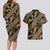 Indonesia Batik Pattern Couples Matching Long Sleeve Bodycon Dress and Hawaiian Shirt Gold Version - Wonder Print Shop