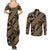 Indonesia Batik Pattern Couples Matching Summer Maxi Dress and Long Sleeve Button Shirt Gold Version - Wonder Print Shop