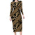 Indonesia Batik Pattern Family Matching Long Sleeve Bodycon Dress and Hawaiian Shirt Gold Version - Wonder Print Shop