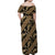 Indonesia Batik Pattern Family Matching Off Shoulder Maxi Dress and Hawaiian Shirt Gold Version - Wonder Print Shop