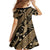 Indonesia Batik Pattern Family Matching Short Sleeve Bodycon Dress and Hawaiian Shirt Gold Version - Wonder Print Shop