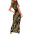 Indonesia Batik Pattern Family Matching Short Sleeve Bodycon Dress and Hawaiian Shirt Gold Version - Wonder Print Shop