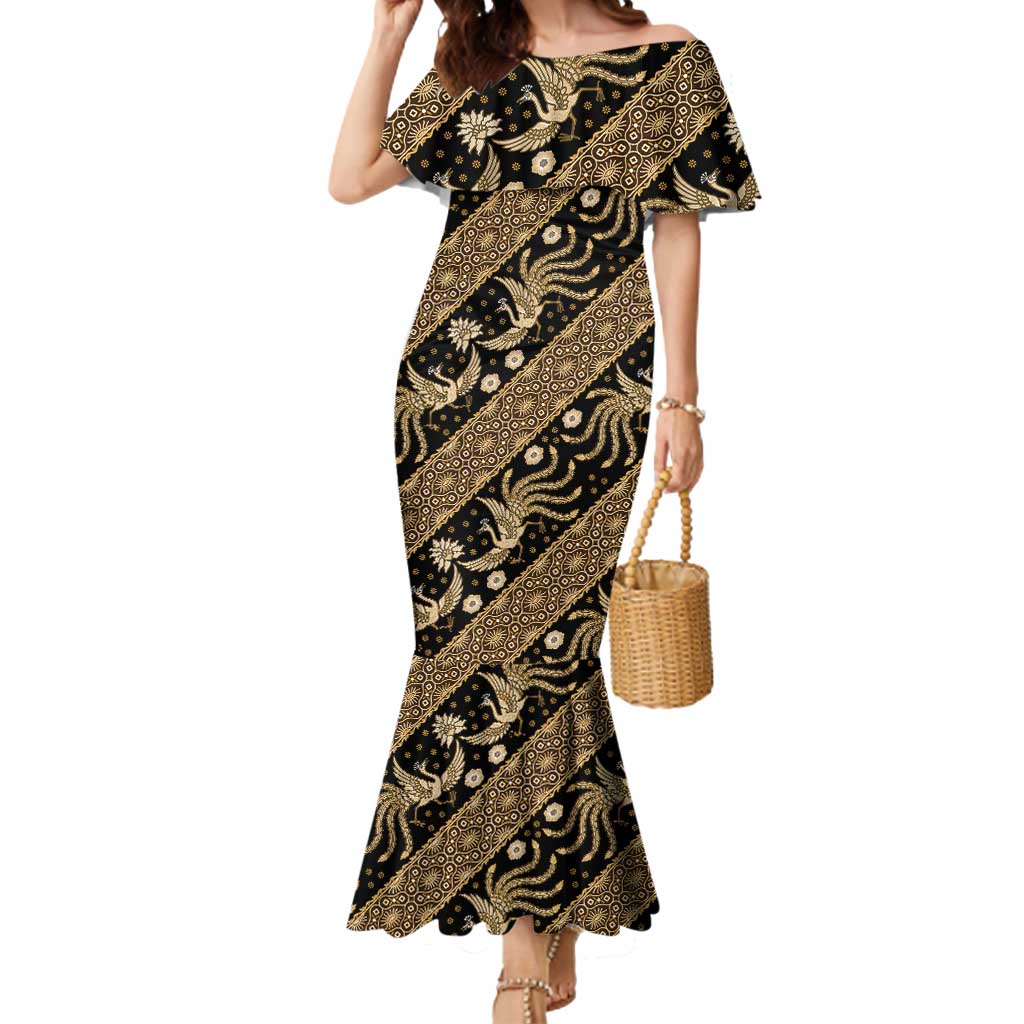 Indonesia Batik Pattern Mermaid Dress Gold Version - Wonder Print Shop