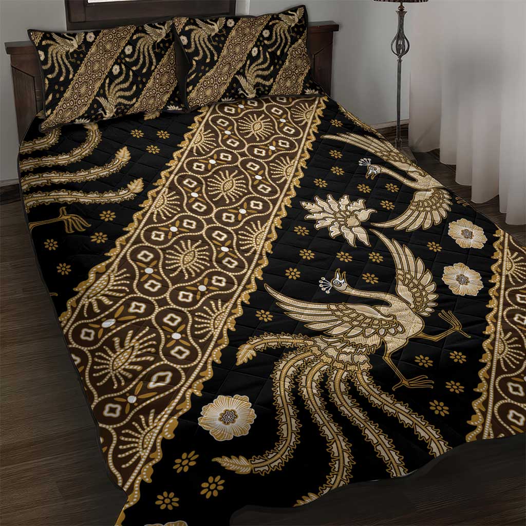 Indonesia Batik Pattern Quilt Bed Set Gold Version - Wonder Print Shop