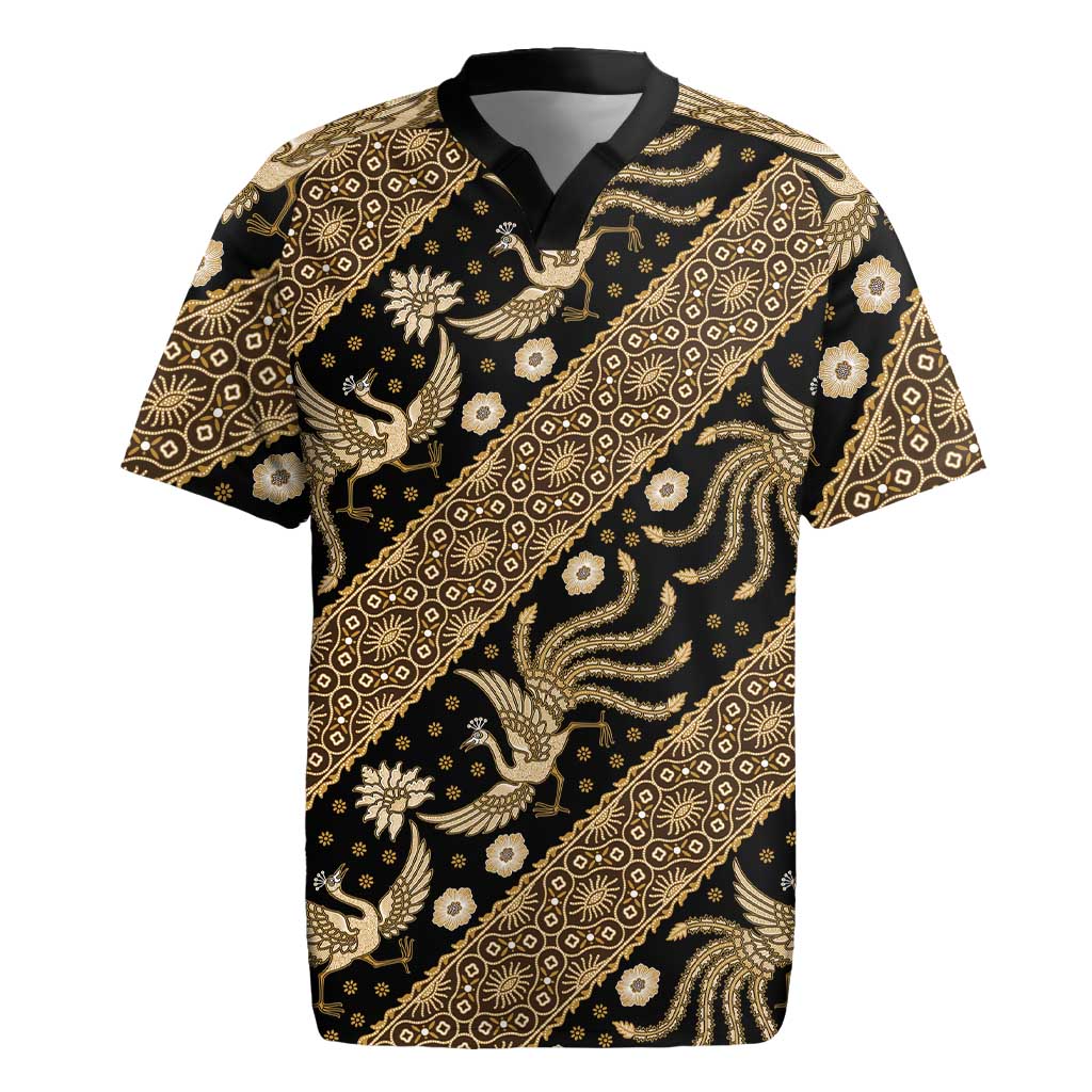 Indonesia Batik Pattern Rugby Jersey Gold Version - Wonder Print Shop