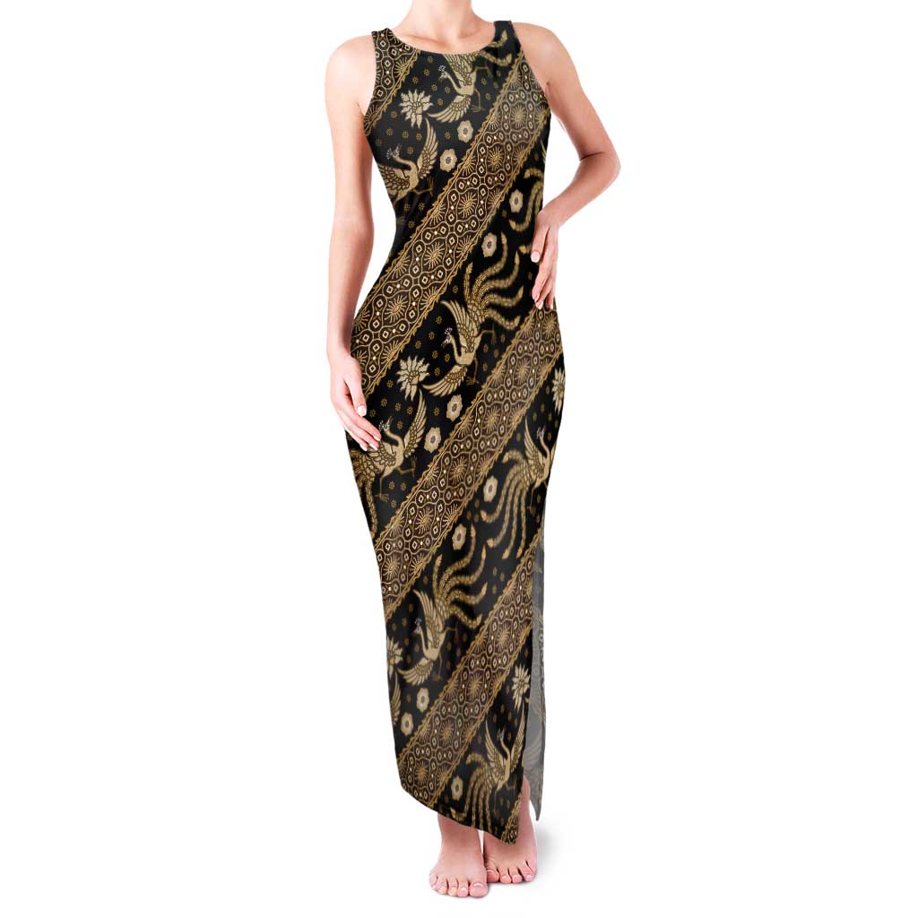 Indonesia Batik Pattern Tank Maxi Dress Gold Version - Wonder Print Shop