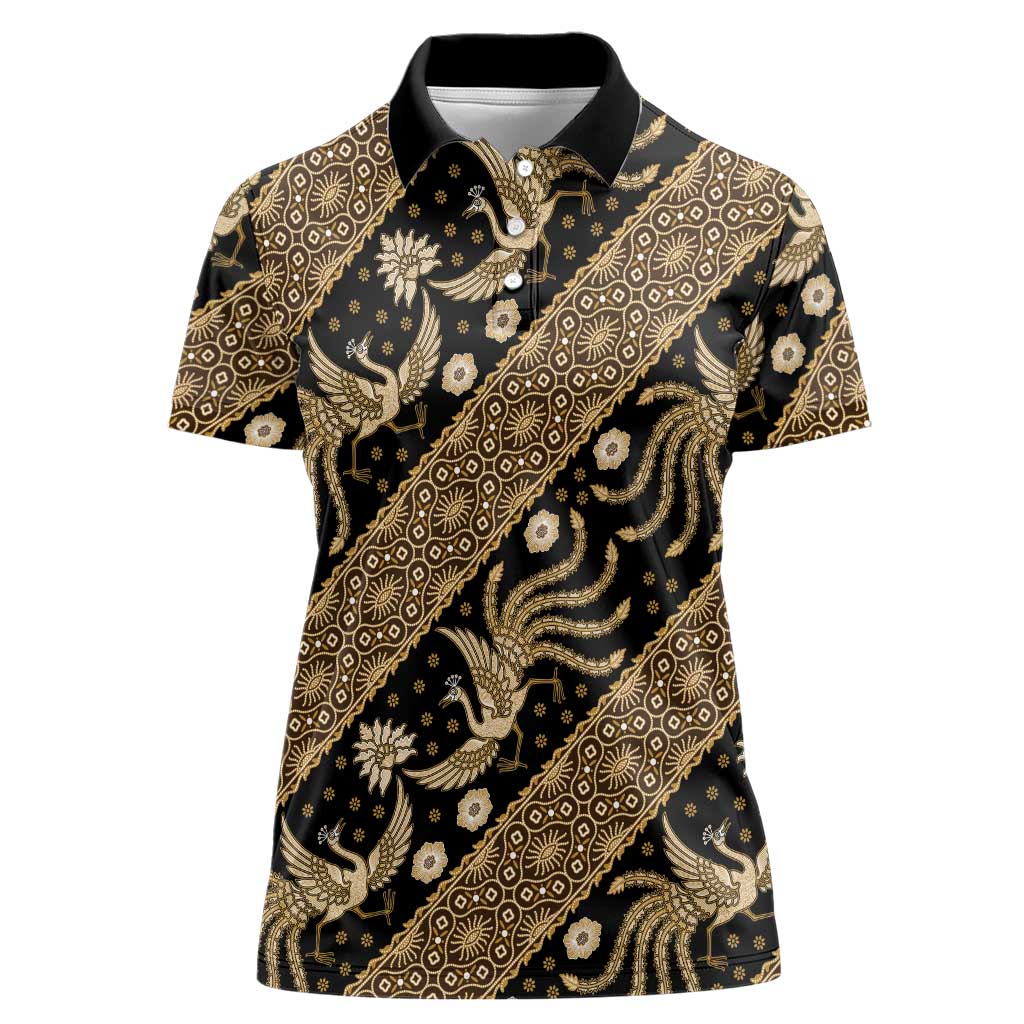 Indonesia Batik Pattern Women Polo Shirt Gold Version - Wonder Print Shop