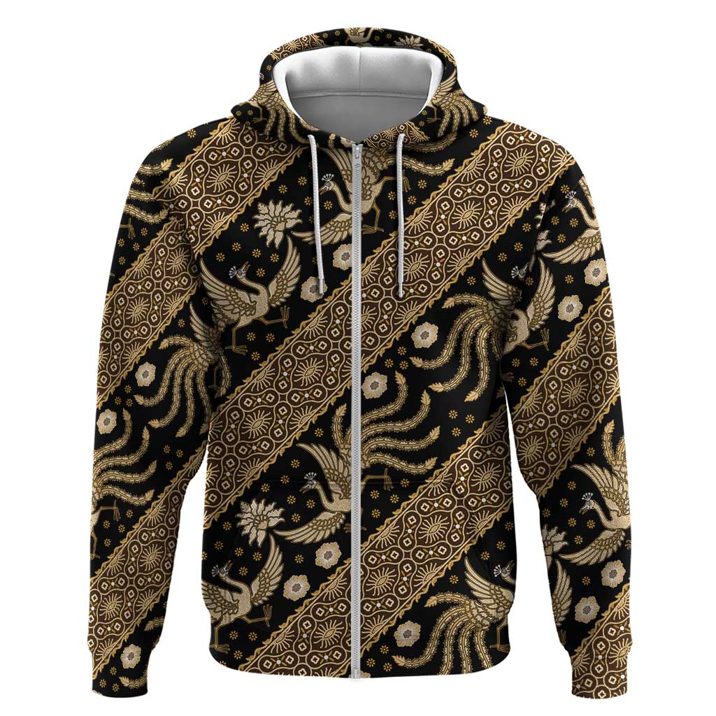 Indonesia Batik Pattern Zip Hoodie Gold Version - Wonder Print Shop