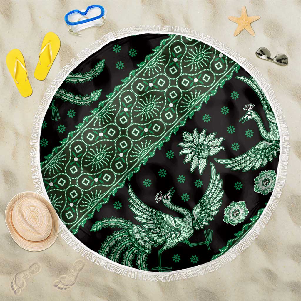 Indonesia Batik Pattern Beach Blanket Green Version - Wonder Print Shop