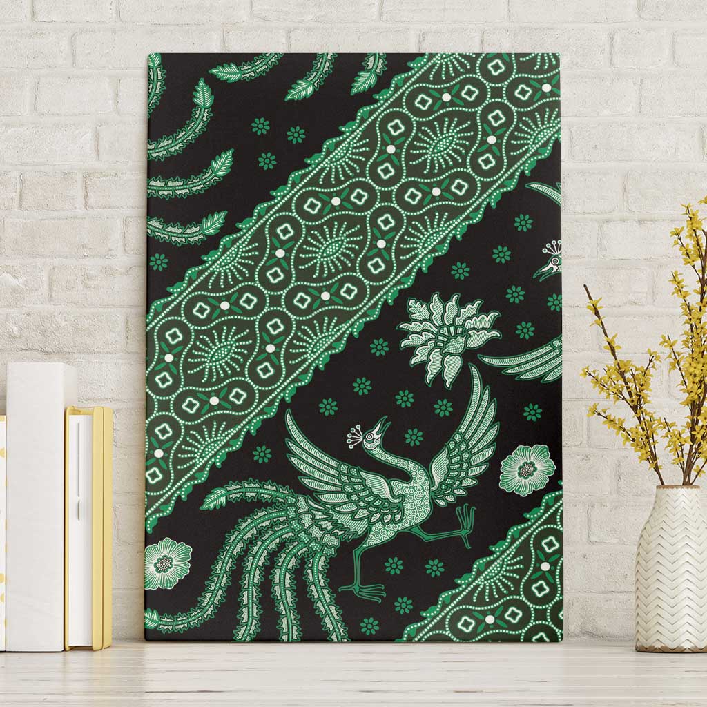 Indonesia Batik Pattern Canvas Wall Art Green Version - Wonder Print Shop