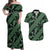 Indonesia Batik Pattern Couples Matching Off Shoulder Maxi Dress and Hawaiian Shirt Green Version - Wonder Print Shop