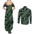 Indonesia Batik Pattern Couples Matching Summer Maxi Dress and Long Sleeve Button Shirt Green Version - Wonder Print Shop