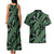 Indonesia Batik Pattern Couples Matching Tank Maxi Dress and Hawaiian Shirt Green Version - Wonder Print Shop