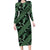 Indonesia Batik Pattern Family Matching Long Sleeve Bodycon Dress and Hawaiian Shirt Green Version - Wonder Print Shop