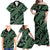 Indonesia Batik Pattern Family Matching Off Shoulder Maxi Dress and Hawaiian Shirt Green Version - Wonder Print Shop