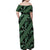 Indonesia Batik Pattern Family Matching Off Shoulder Maxi Dress and Hawaiian Shirt Green Version - Wonder Print Shop