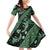 Indonesia Batik Pattern Family Matching Off Shoulder Short Dress and Hawaiian Shirt Green Version - Wonder Print Shop