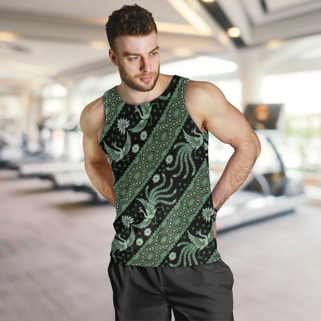 Indonesia Batik Pattern Men Tank Top Green Version - Wonder Print Shop