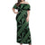 Indonesia Batik Pattern Off Shoulder Maxi Dress Green Version - Wonder Print Shop