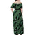 Indonesia Batik Pattern Off Shoulder Maxi Dress Green Version - Wonder Print Shop