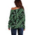 Indonesia Batik Pattern Off Shoulder Sweater Green Version - Wonder Print Shop