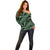 Indonesia Batik Pattern Off Shoulder Sweater Green Version - Wonder Print Shop