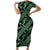 Indonesia Batik Pattern Short Sleeve Bodycon Dress Green Version - Wonder Print Shop