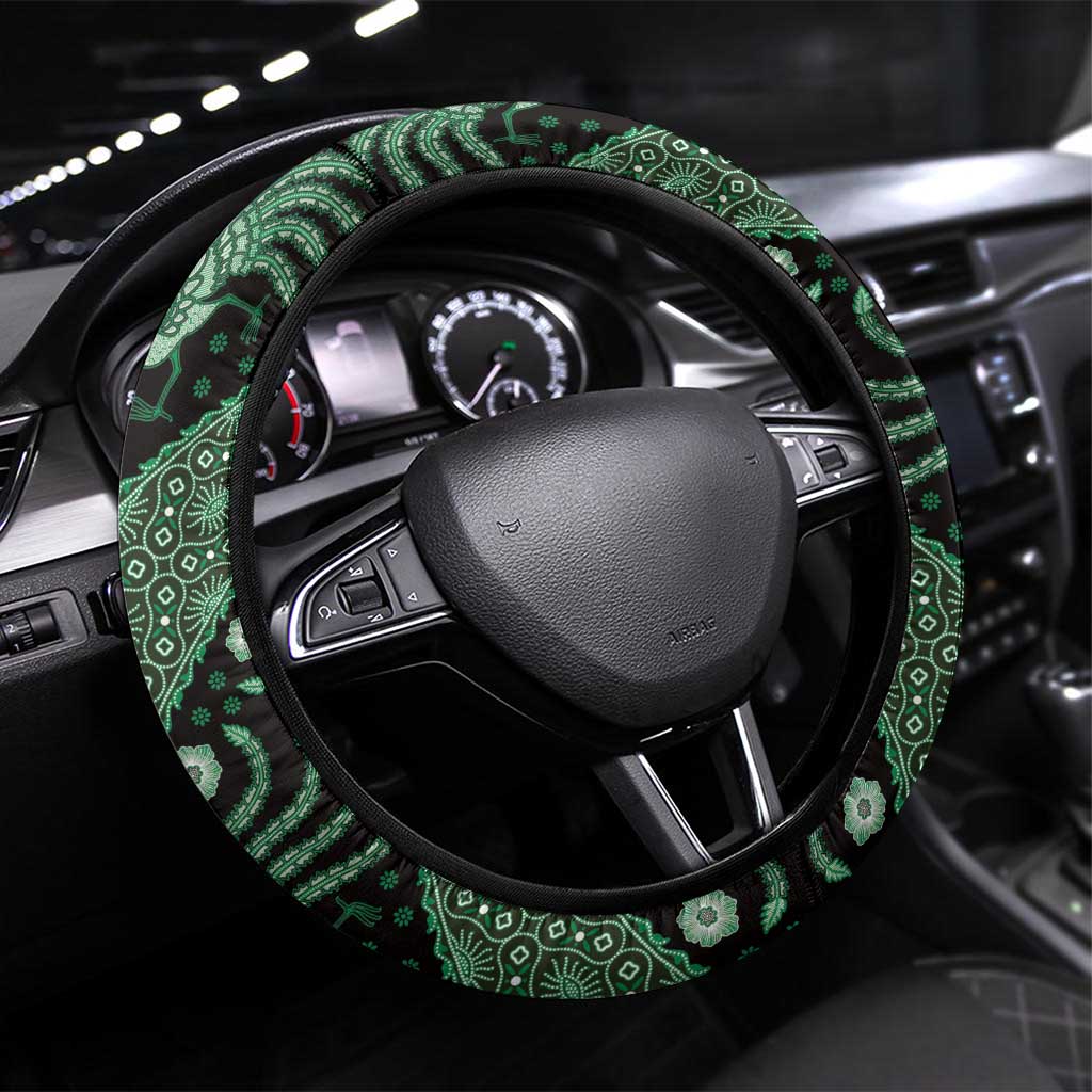 Indonesia Batik Pattern Steering Wheel Cover Green Version - Wonder Print Shop