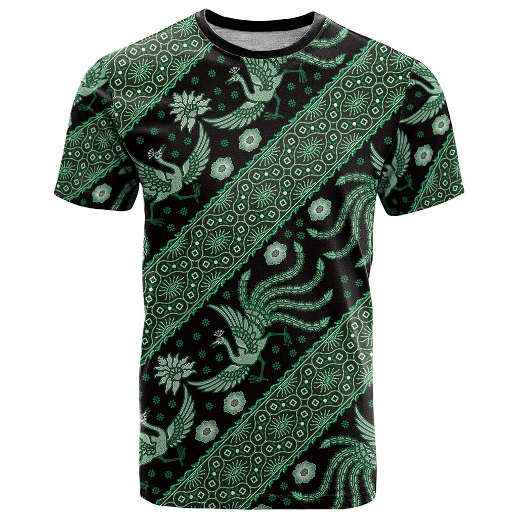 Indonesia Batik Pattern T Shirt Green Version - Wonder Print Shop