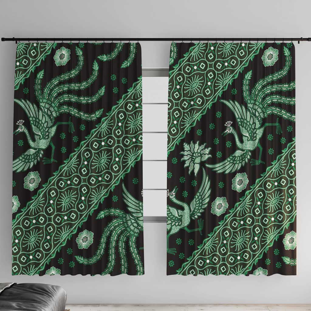 Indonesia Batik Pattern Window Curtain Green Version - Wonder Print Shop