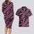 Indonesia Batik Pattern Couples Matching Long Sleeve Bodycon Dress and Hawaiian Shirt Pink Version - Wonder Print Shop