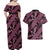 Indonesia Batik Pattern Couples Matching Off Shoulder Maxi Dress and Hawaiian Shirt Pink Version - Wonder Print Shop