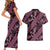 Indonesia Batik Pattern Couples Matching Short Sleeve Bodycon Dress and Hawaiian Shirt Pink Version - Wonder Print Shop