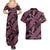 Indonesia Batik Pattern Couples Matching Summer Maxi Dress and Hawaiian Shirt Pink Version - Wonder Print Shop