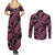 Indonesia Batik Pattern Couples Matching Summer Maxi Dress and Long Sleeve Button Shirt Pink Version - Wonder Print Shop