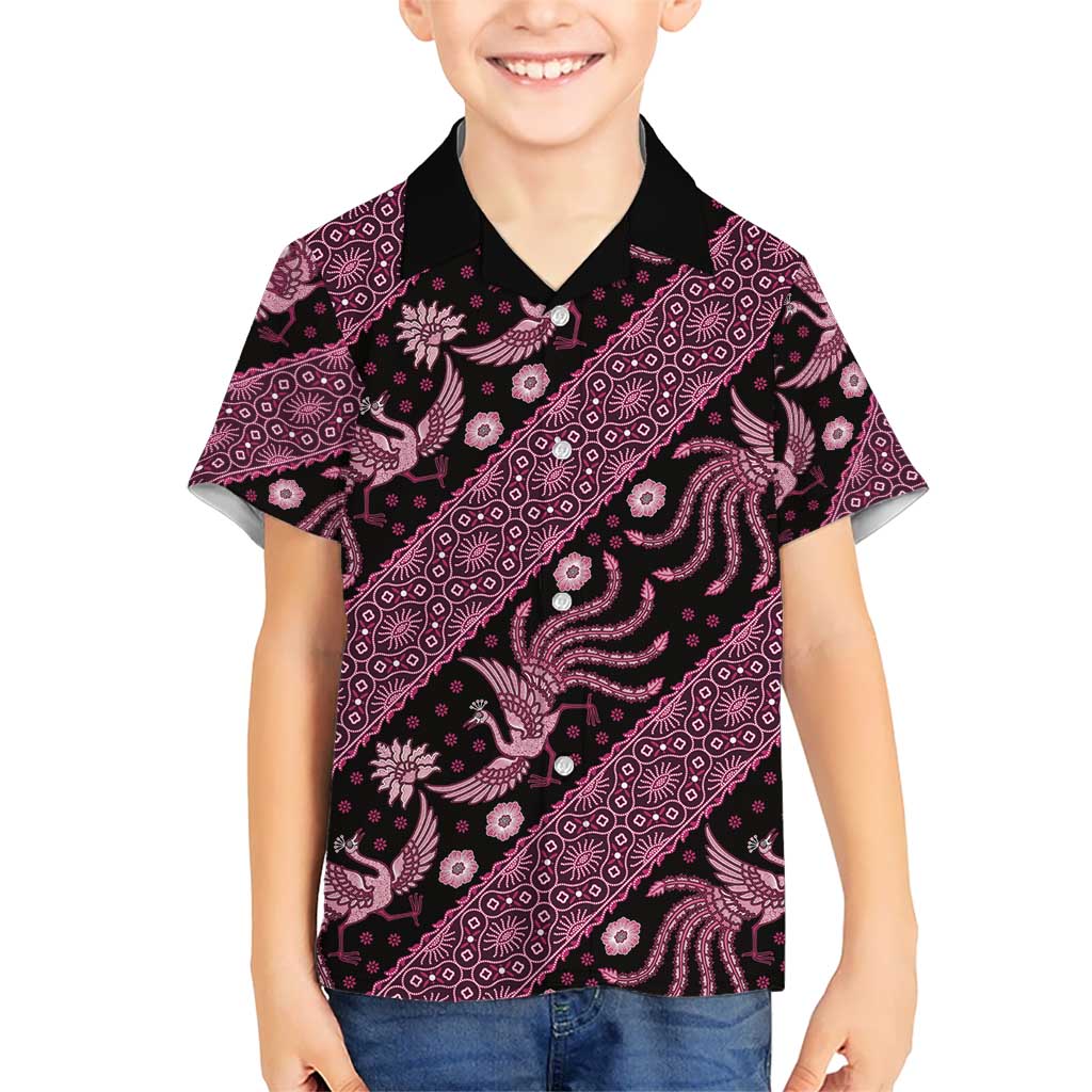 Indonesia Batik Pattern Kid Hawaiian Shirt Pink Version - Wonder Print Shop