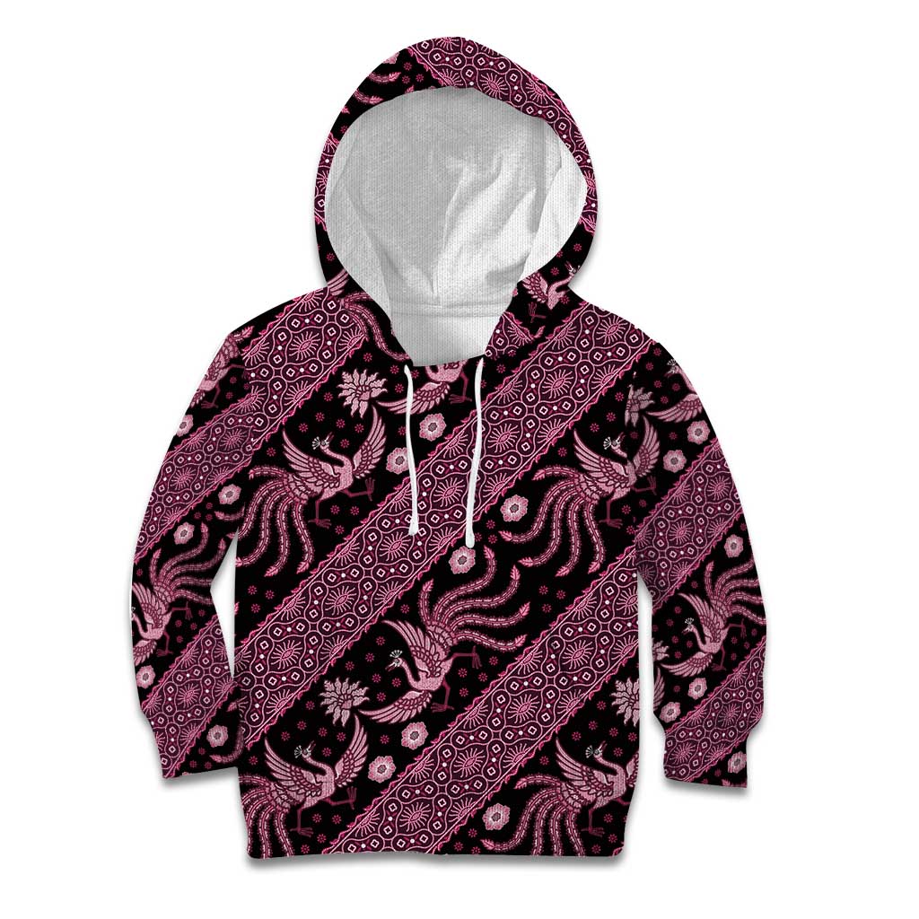 Indonesia Batik Pattern Kid Hoodie Pink Version - Wonder Print Shop