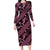 Indonesia Batik Pattern Long Sleeve Bodycon Dress Pink Version - Wonder Print Shop