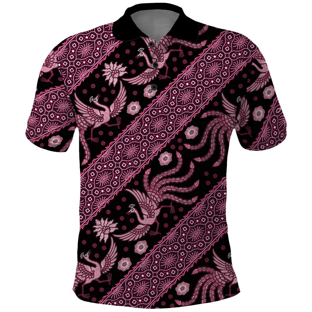 Indonesia Batik Pattern Polo Shirt Pink Version - Wonder Print Shop