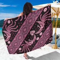 Pink and black batik-pattern sarong, wide draped wrap with floral and paisley motifs