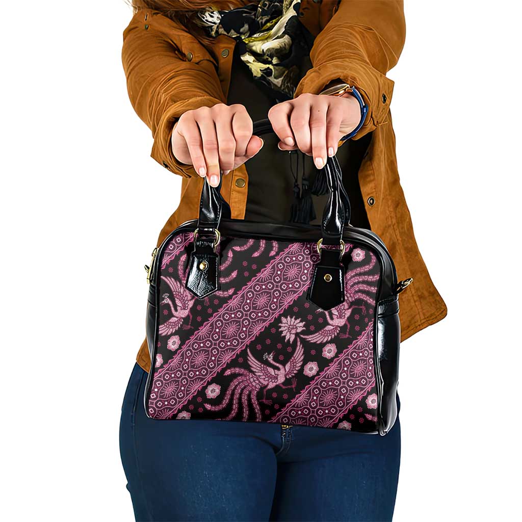 Indonesia Batik Pattern Shoulder Handbag Pink Version