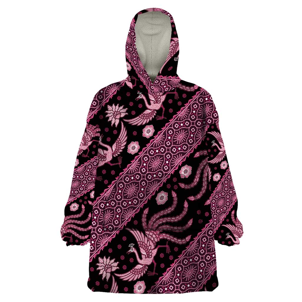 Indonesia Batik Pattern Wearable Blanket Hoodie Pink Version - Wonder Print Shop