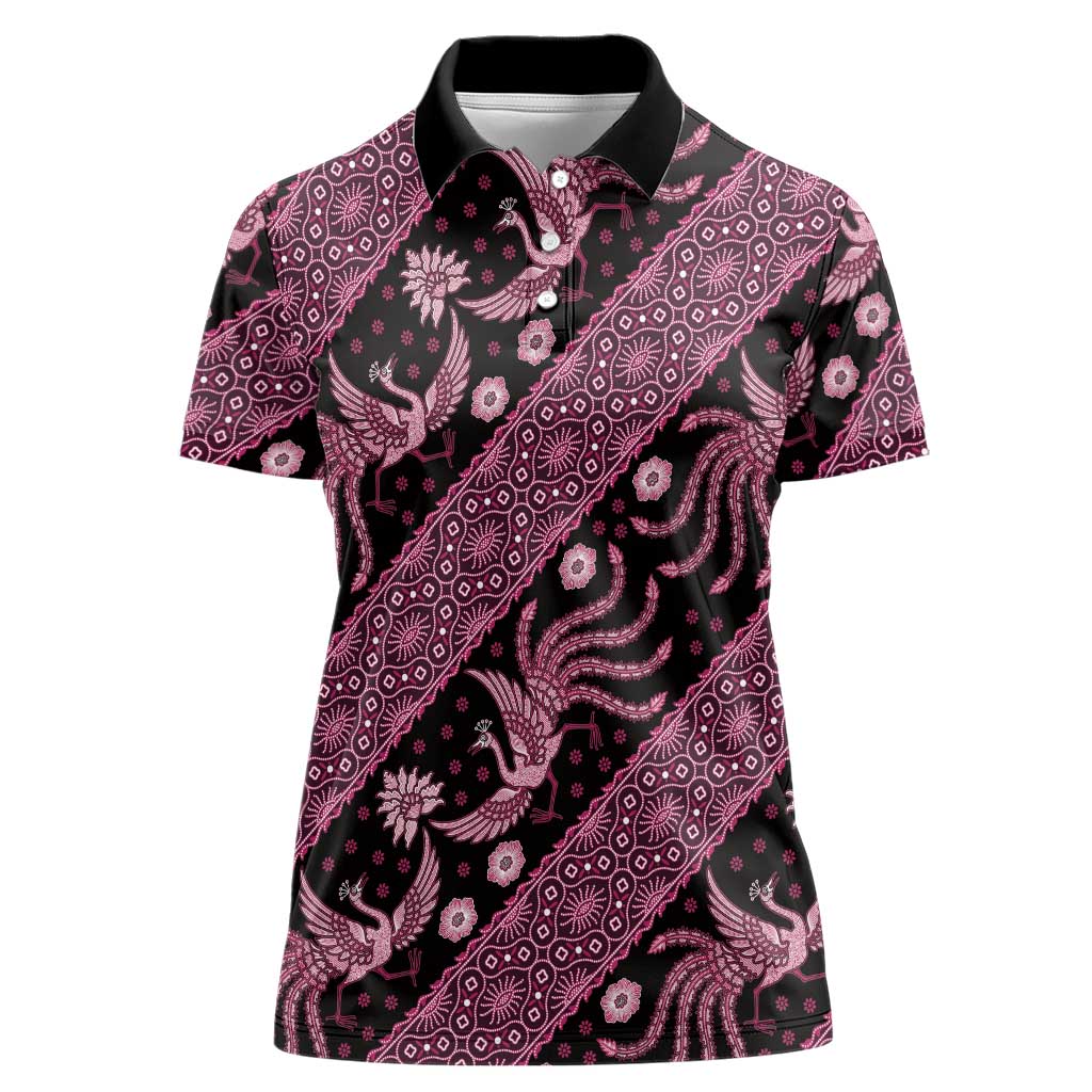 Indonesia Batik Pattern Women Polo Shirt Pink Version - Wonder Print Shop