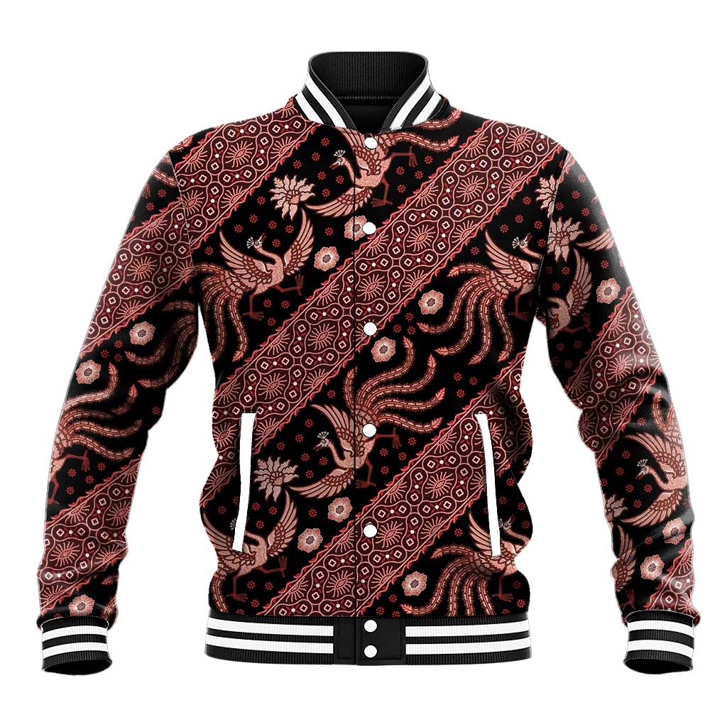 Indonesia Batik Pattern Baseball Jacket Red Version - Wonder Print Shop