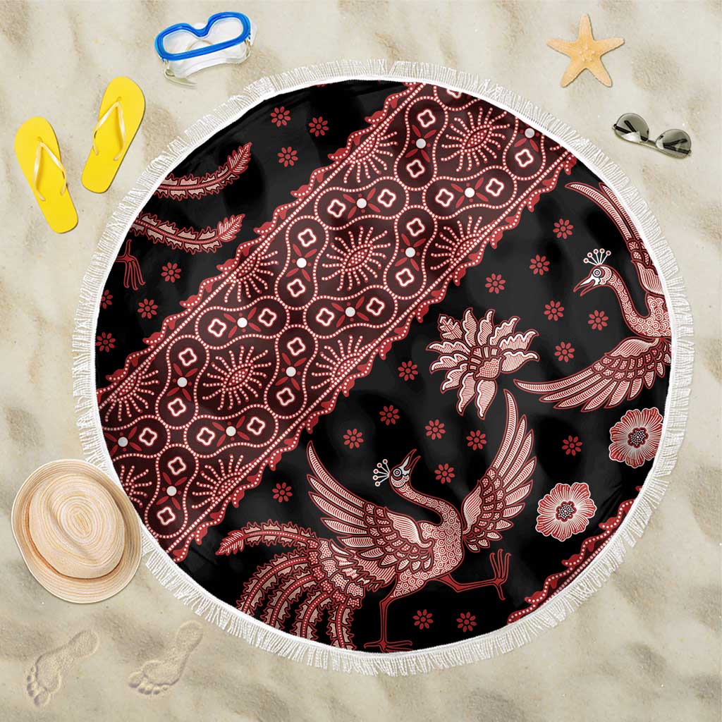 Indonesia Batik Pattern Beach Blanket Red Version - Wonder Print Shop