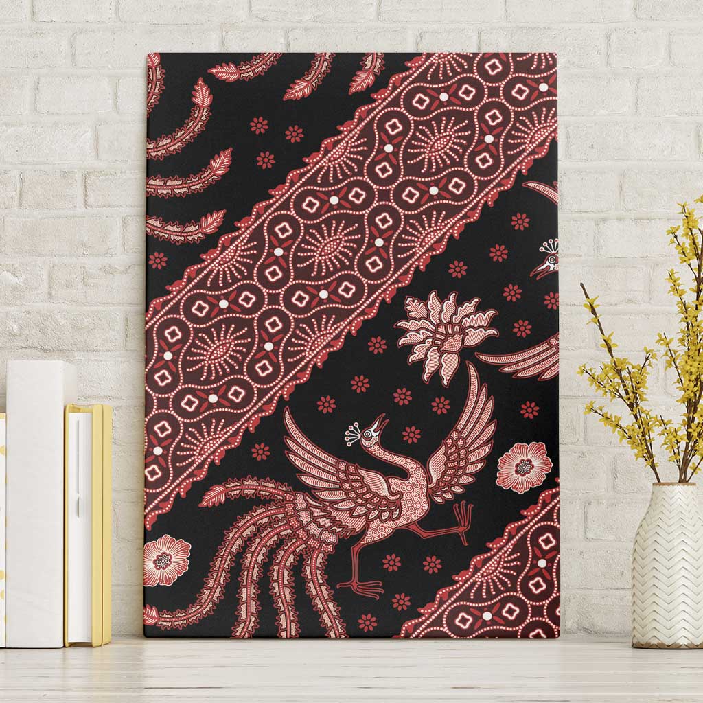 Indonesia Batik Pattern Canvas Wall Art Red Version - Wonder Print Shop