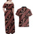 Indonesia Batik Pattern Couples Matching Off Shoulder Maxi Dress and Hawaiian Shirt Red Version - Wonder Print Shop